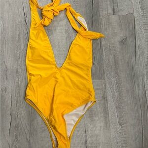 Nique Yellow Swimsuit with Knot Accent